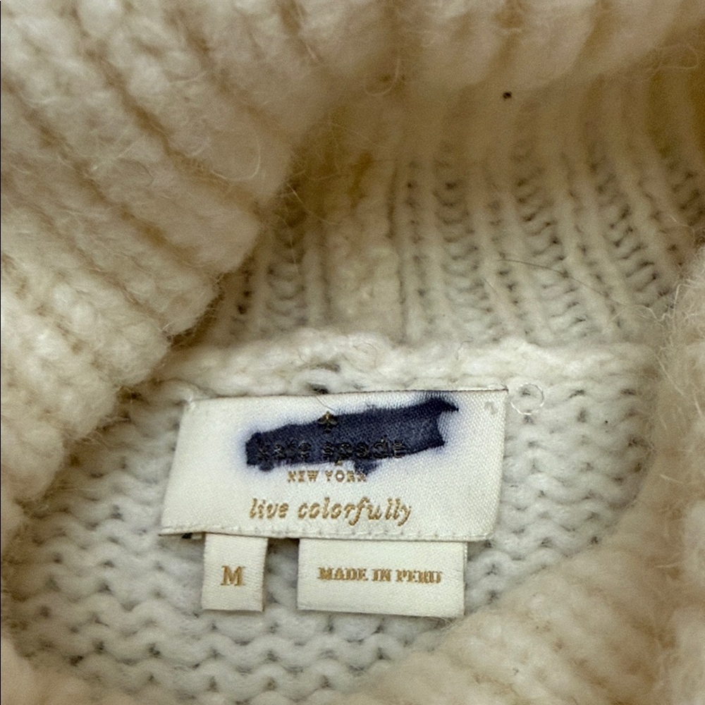 Kate Spade Size Medium Cream Floral Intarsia Sweater - Picture 2 of 4